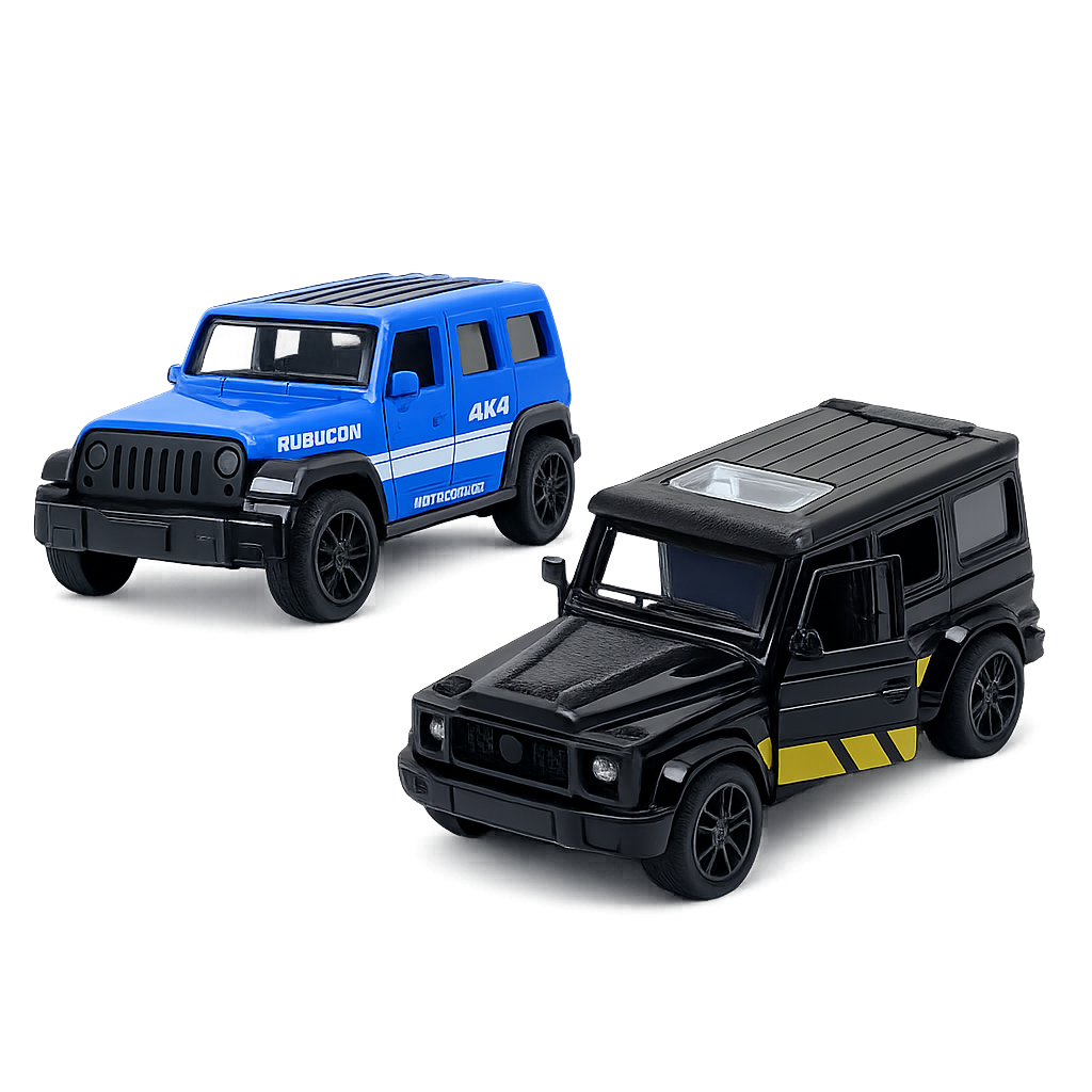 Die-Cast Jeep Rubicon & G-Wagon Combo | Pull Back Cars