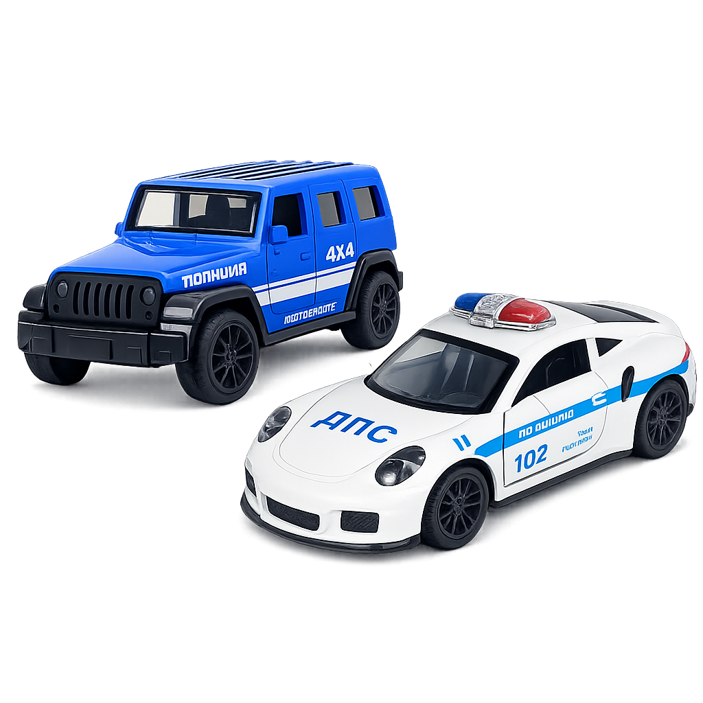 Die-Cast Police Jeep & DPS Porsche Combo | Pull Back Cars