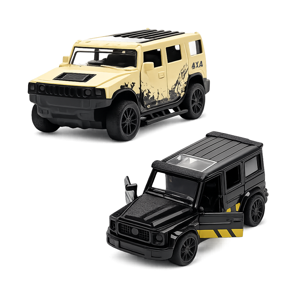 Die-Cast Hummer & G-Wagon Combo | Pull Back Toy Cars
