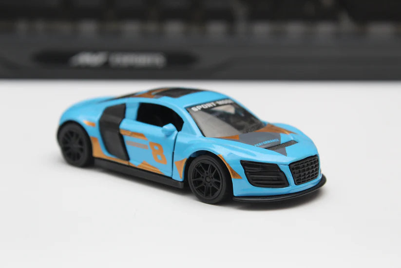 AUDI 1/43 Die cast metal  Alloy racing  Cars, openable doors With Pull Back Function