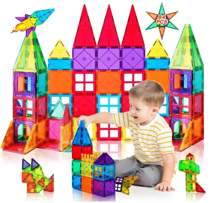 Set of 100 Magnetic Building blocks Tiles For Kids without Car Chassis