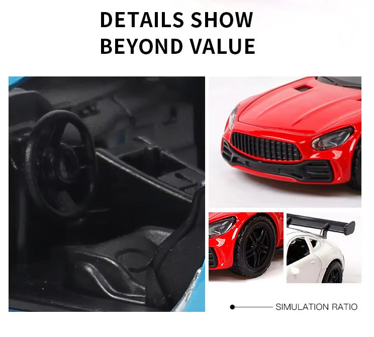 MERCEDES 1/36 Die cast metal Alloy Cars, openable doors With Pull Back Function with light & Music multicolor