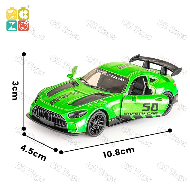 Mercedes-Benz AMG GTR 1/43 Die cast metal  Alloy racing  Cars, openable doors With Pull Back Function