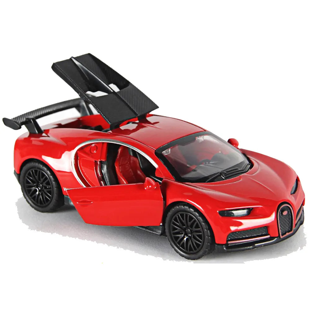 BUGATTI 1/36 Die cast metal Alloy Cars, openable doors With Pull Back Function with light & Music