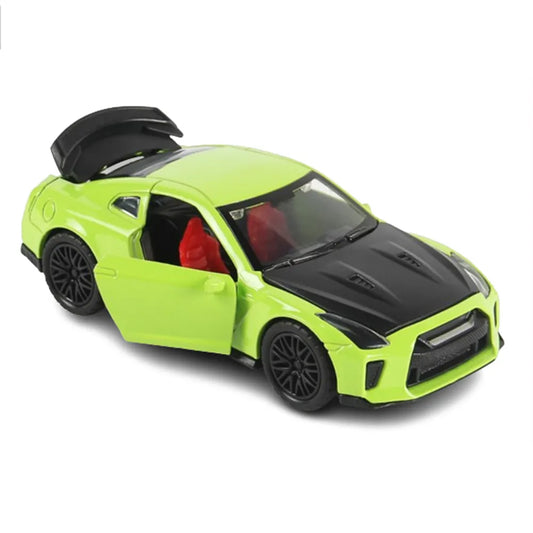 NISSAN GTR 1/36 Die cast metal Alloy Cars, openable doors With Pull Back Function with light & Music multicolor