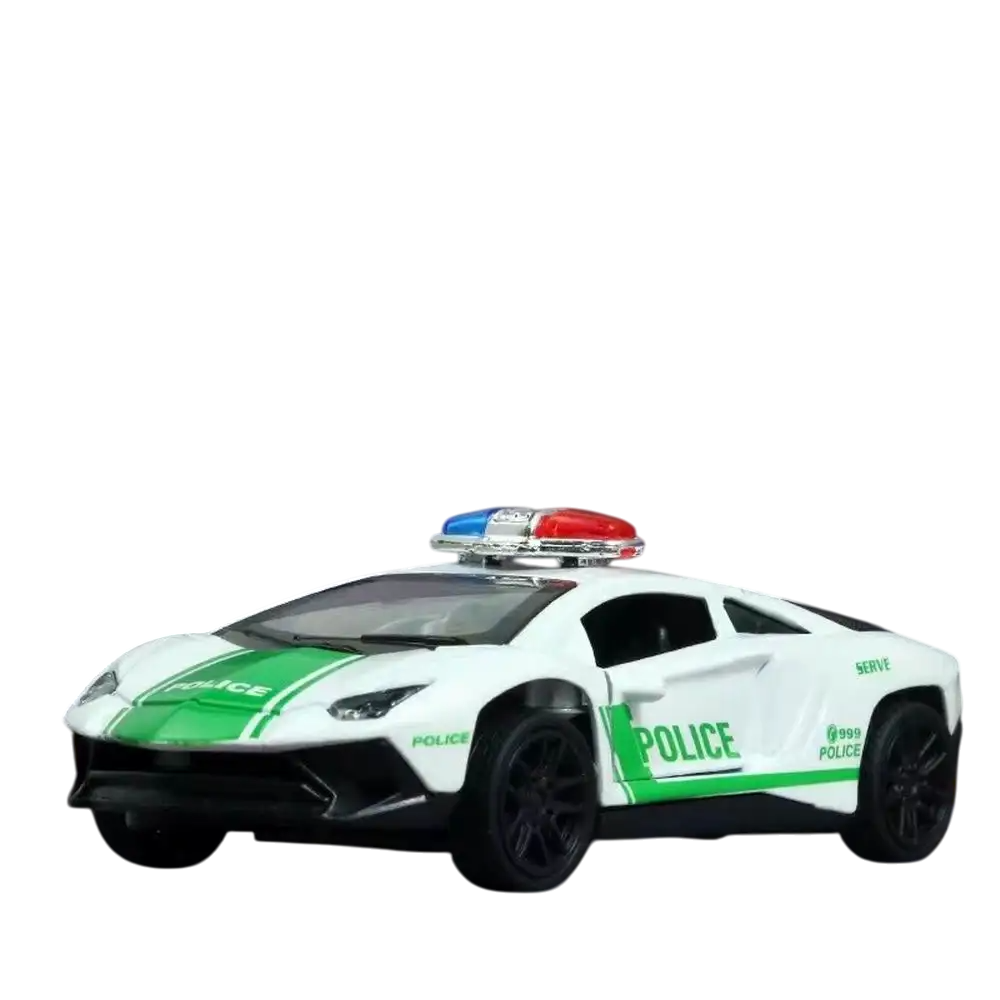 LAMBORGHINI 1/43 Die cast metal  Alloy Police Cars, openable doors With Pull Back Function