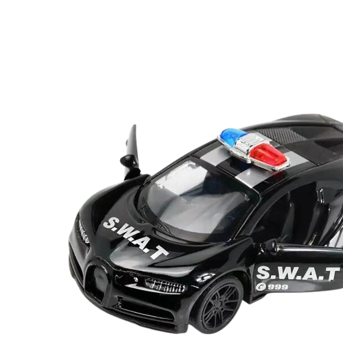 BUGATTI 1/43 Die cast metal  Alloy Police Cars, openable doors With Pull Back Function