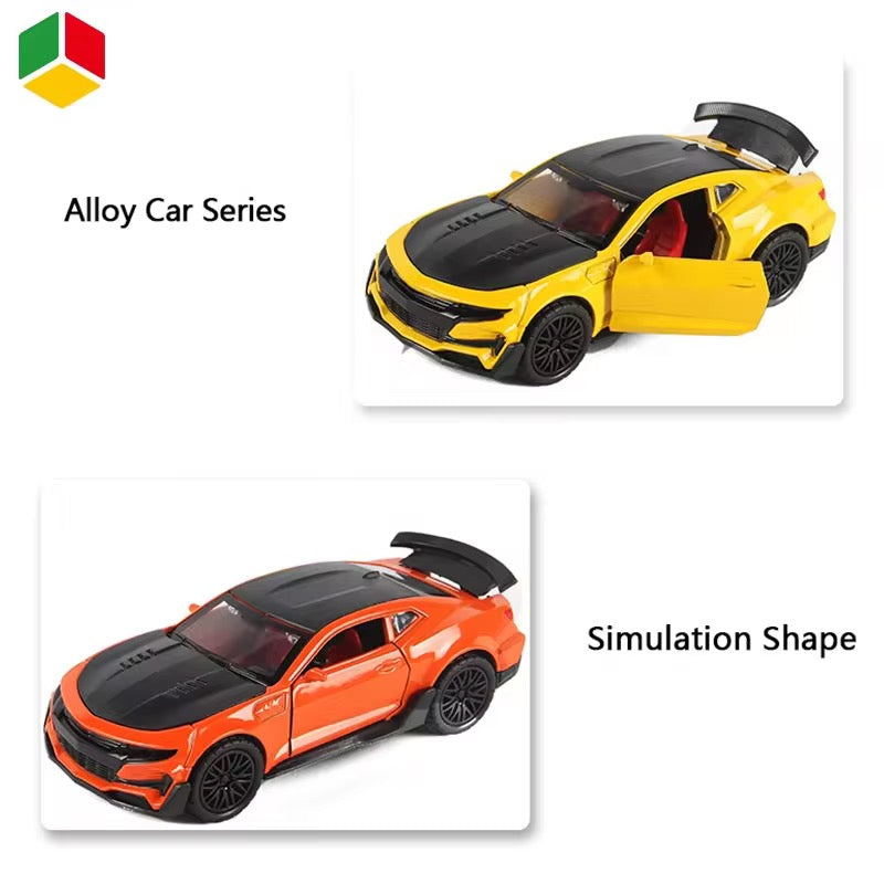 CHEVROLET CAMARO 1/36 Die cast metal Alloy Cars, openable doors With Pull Back Function with light & Music multicolor