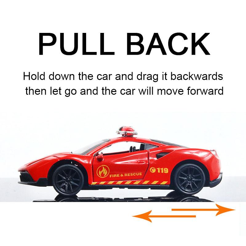 FERRARI 1/43 Die cast metal Alloy Police Cars, openable doors With Pull Back Function