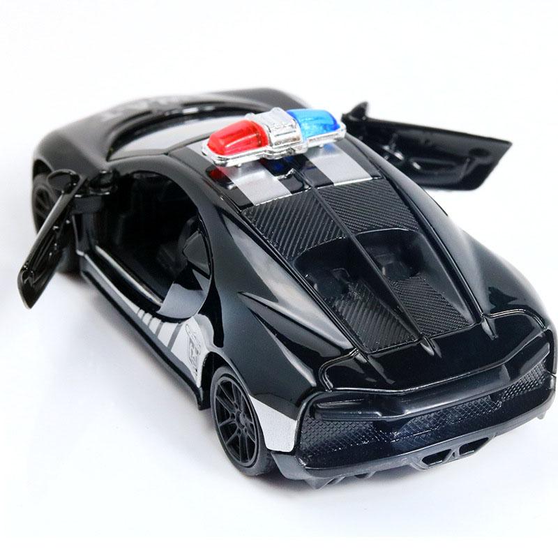 BUGATTI 1/43 Die cast metal Alloy Police Cars, openable doors With Pull Back Function