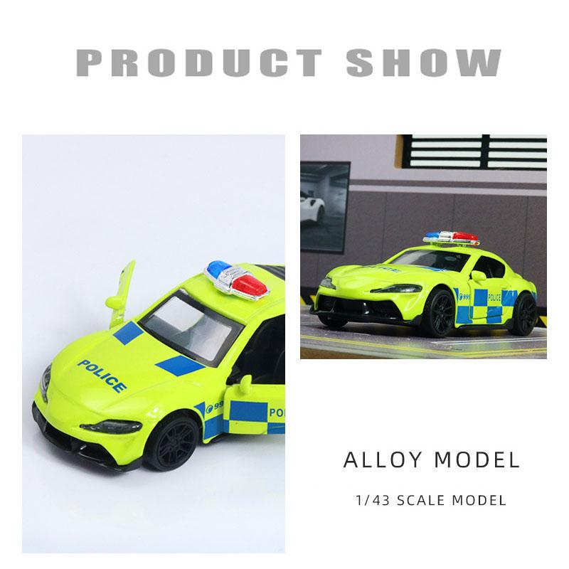 TOYOTA SUPRA 1/43 Die cast metal  Alloy Police Cars, openable doors With Pull Back Function