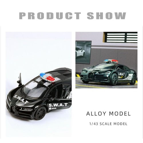 BUGATTI 1/43 Die cast metal Alloy Police Cars, openable doors With Pull Back Function