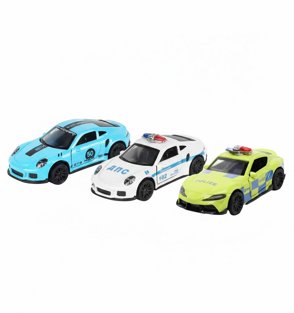 Die-Cast Cars Set | Toyota Supra & Porsche 1:43 Pull Back Toy Cars