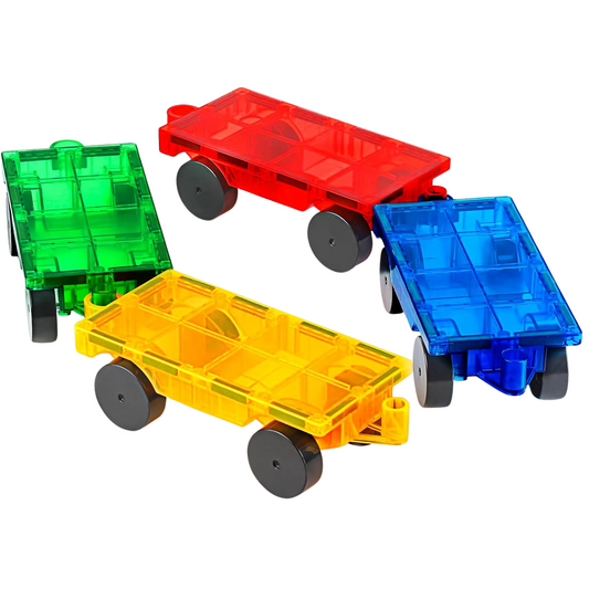 Magnetic Tiles Cars Construction Set - 4 PCS Magnetic CAR CHASSIS Random Colour