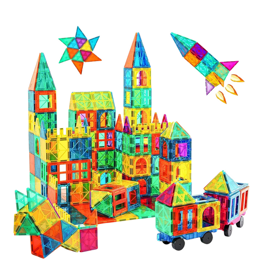 Set of  40 Pcs Magnetic Tiles with 2 Car Chassis for Kids, Educational Stacking Blocks for Boys Girls, Magnets Construction Toys,Stem (40 Big Tiles + 2 CAR Chassis)