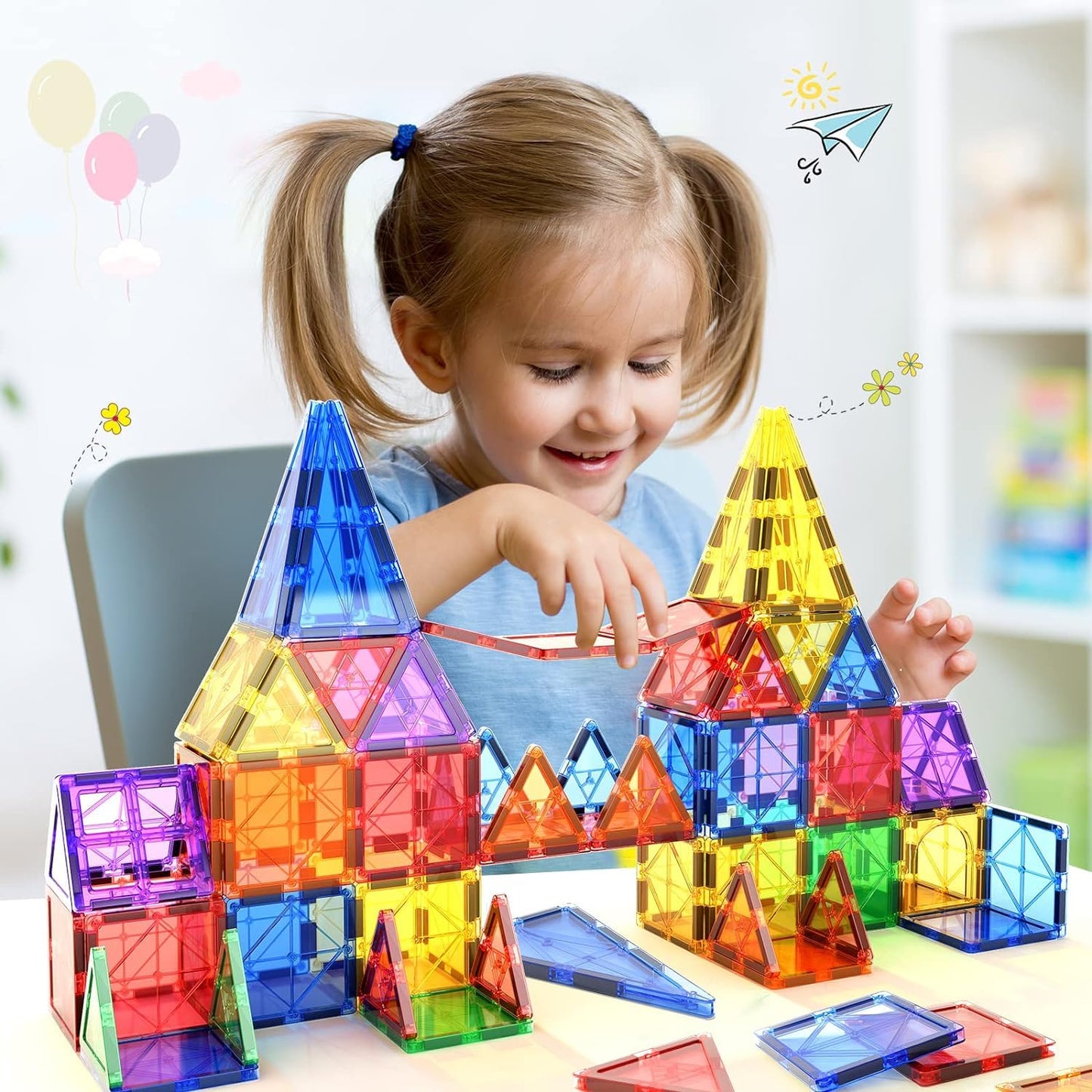 Set of 20 Magnetic Building blocks Tiles For Kids