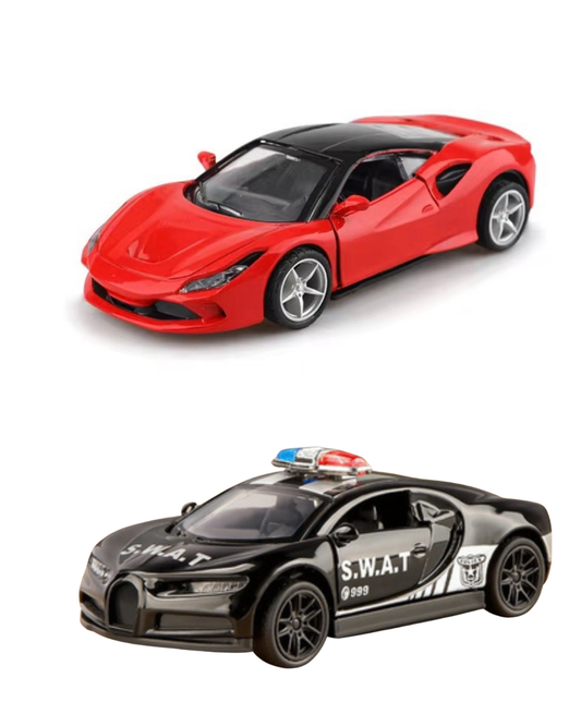 Combo of  1/43 Die cast metal  Alloy Race Cars, 2 Doors Opened With Pull Back Function  car