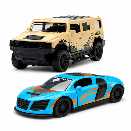 Die-Cast Cars Combo | Hummer & Audi 1:43 Pull Back Toy Cars