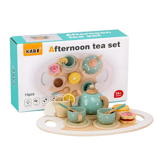 15pcs Wooden Afternoon Tea Set toy