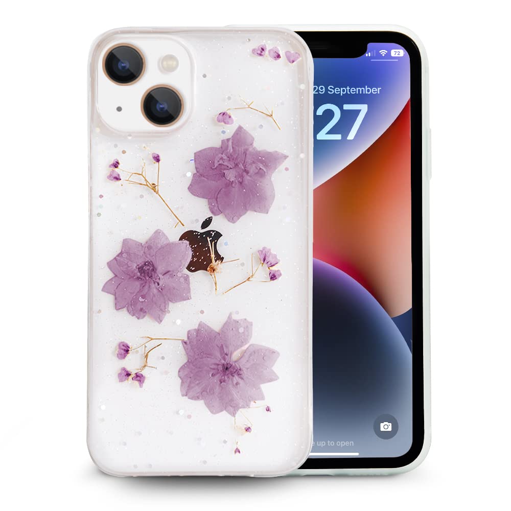 Soft Clear Silicone Case Glitter Floral Back Cover for iPhone