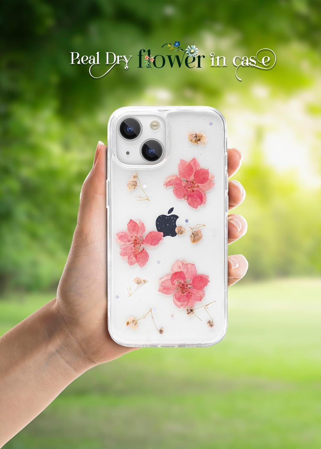 Soft Clear Silicone Case Glitter Floral Back Cover for iPhone