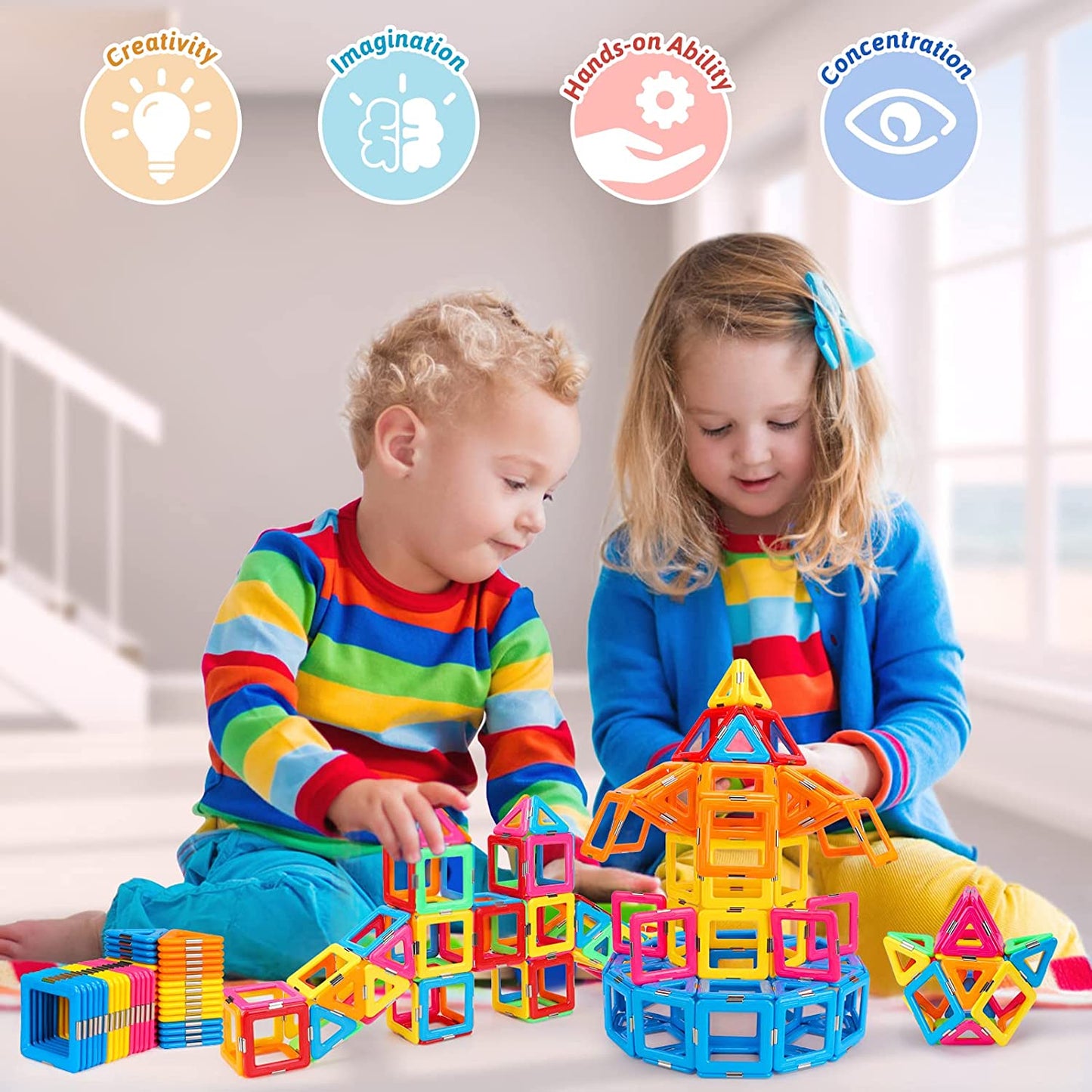 Magnetic building blocks mini tiles set of 60 pcs