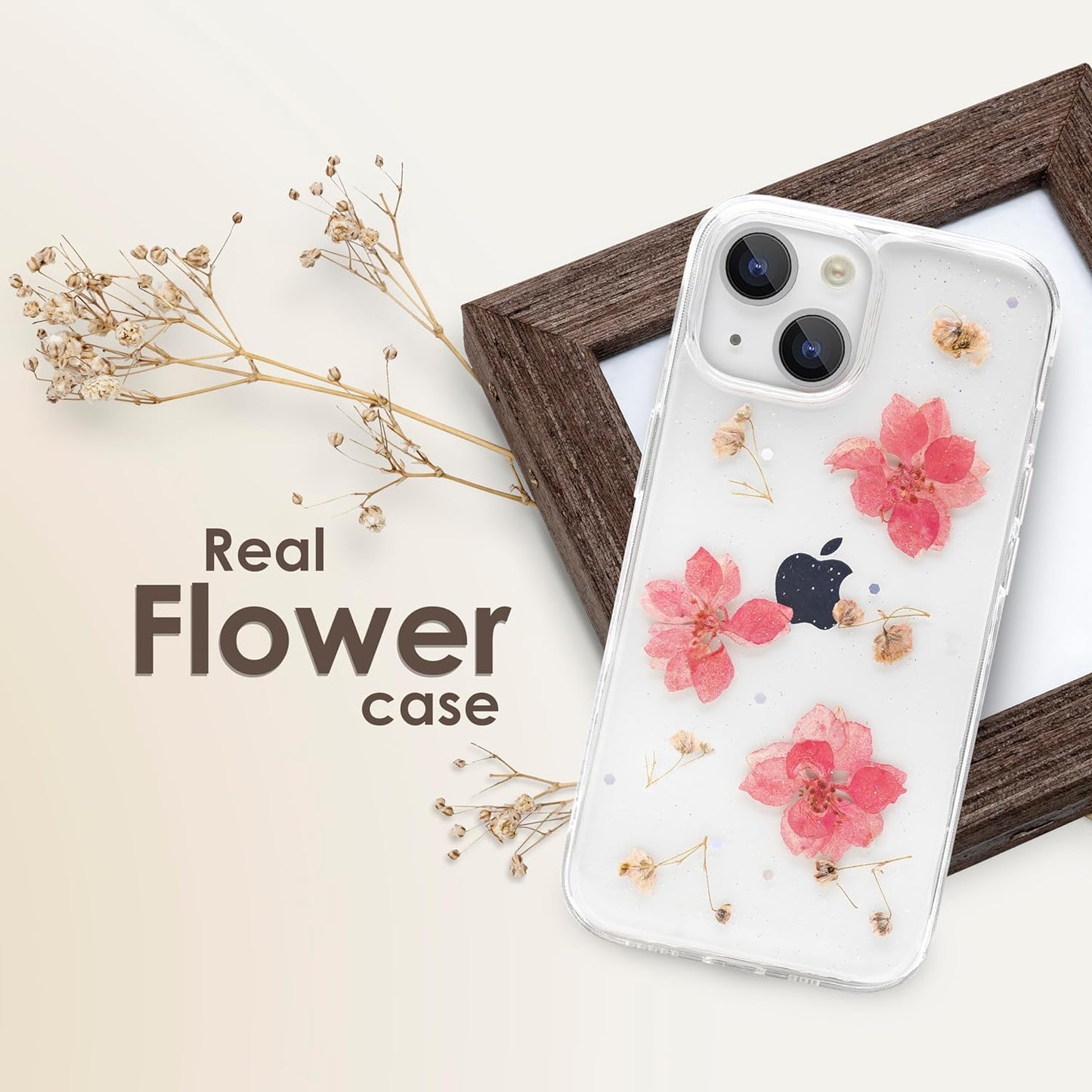 Soft Clear Silicone Case Glitter Floral Back Cover for iPhone