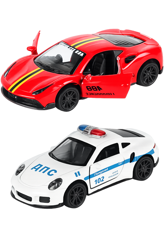 Die-Cast Cars | Ferrari & Porsche Police | Pull Back