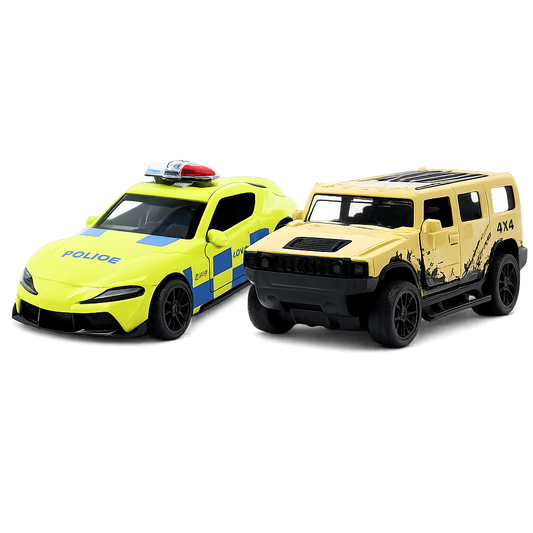 Die-Cast Hummer & Neon Police Car Combo | Pull Back Cars
