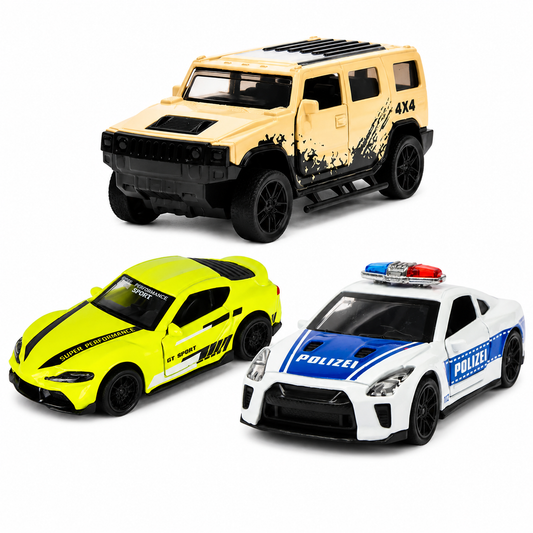 Die-Cast 3-Car Combo | Hummer, GT Sport & Polizei Car