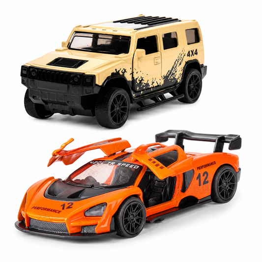 Die-Cast Hummer & McLaren Racer Combo | Pull Back Cars