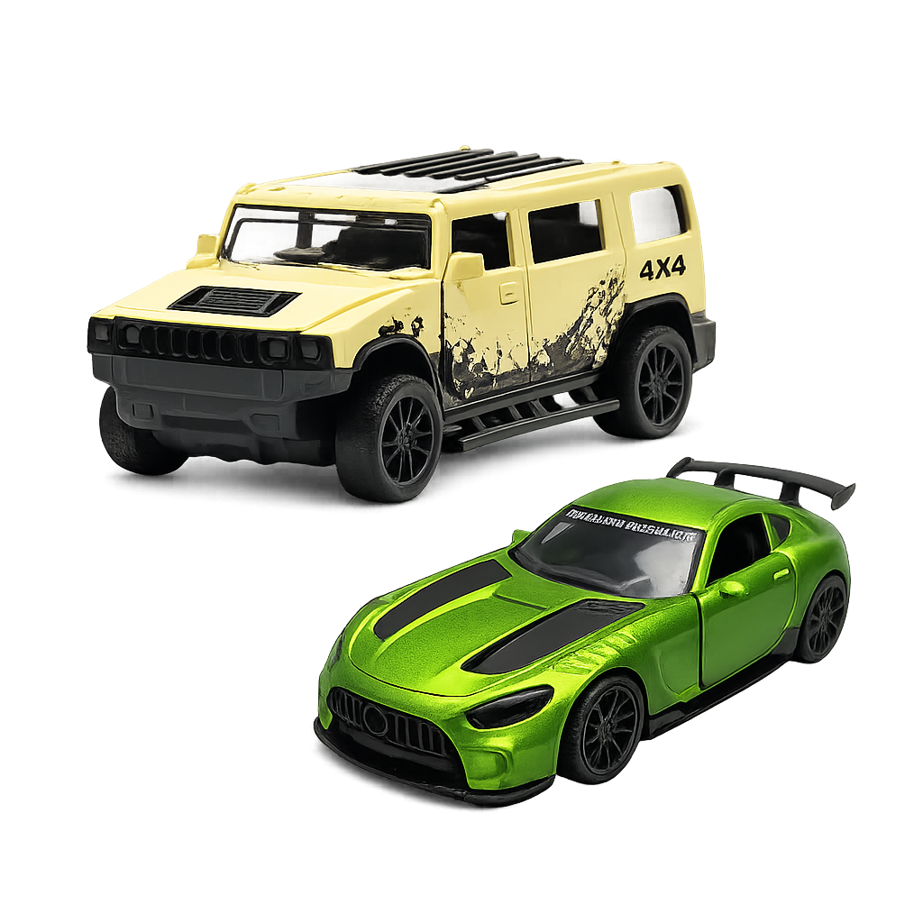 Die-Cast Hummer & AMG GT Combo | Pull Back Toy Cars