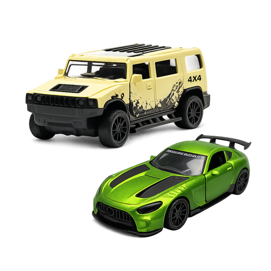 Die-Cast Hummer & AMG GT Combo | Pull Back Toy Cars