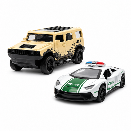 Die-Cast Hummer & Lamborghini Police Car Combo | Pull Back Toy Cars
