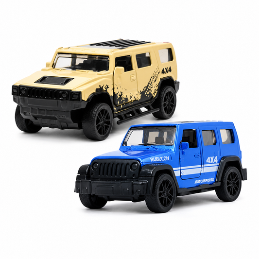 Die-Cast Hummer & Jeep Rubicon Combo | Pull Back Cars