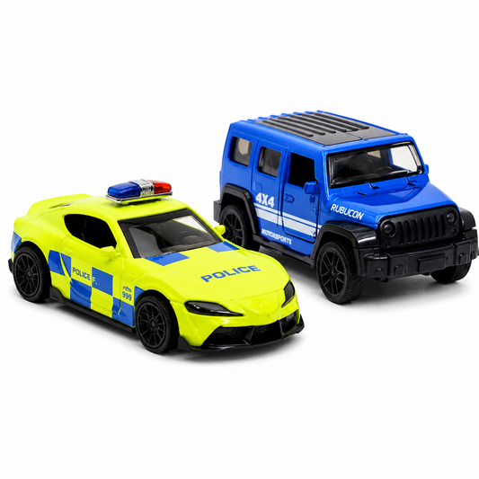 Die-Cast Jeep Rubicon & UK Police GR Supra | Pull Back