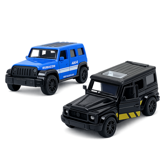 Die-Cast Jeep Rubicon & G-Wagon Combo | Pull Back Cars