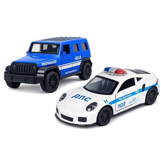 Die-Cast Police Jeep & DPS Porsche Combo | Pull Back Cars