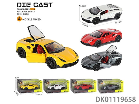 1/36 Die cast metal Alloy Cars (12/12.5cm), 3 Doors Opened With Pull Back Function with light & Music multicolor type 3