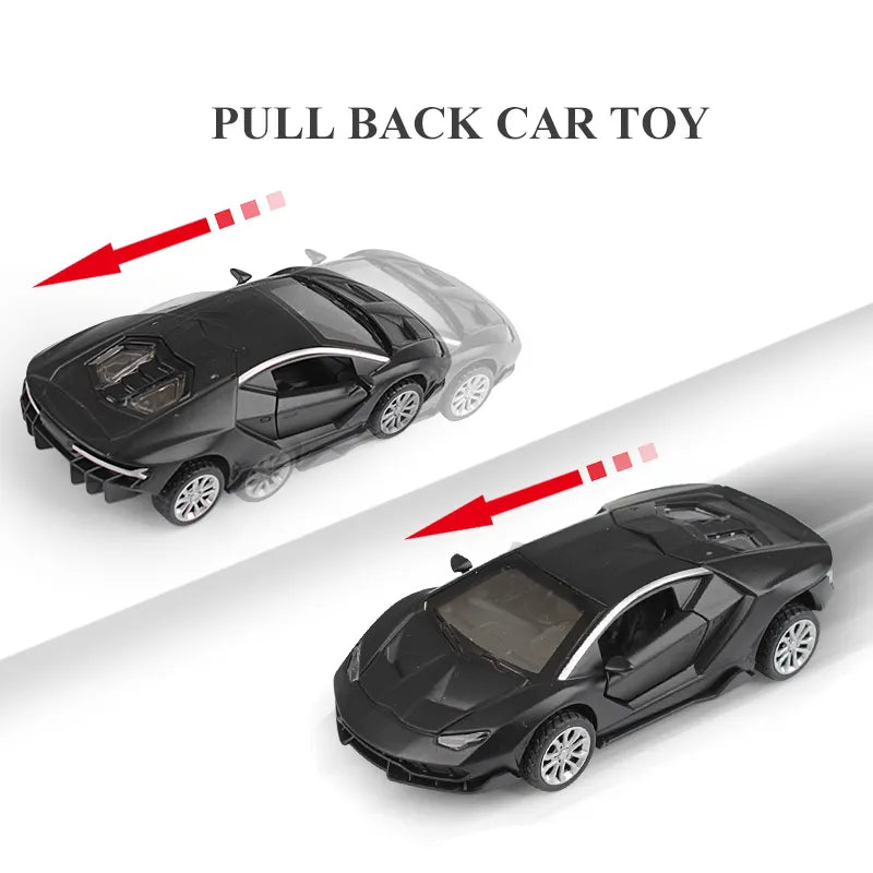 LAMBORGHINI  1/43  Die cast metal  Alloy Race Cars, openable doors With Pull Back Function Car