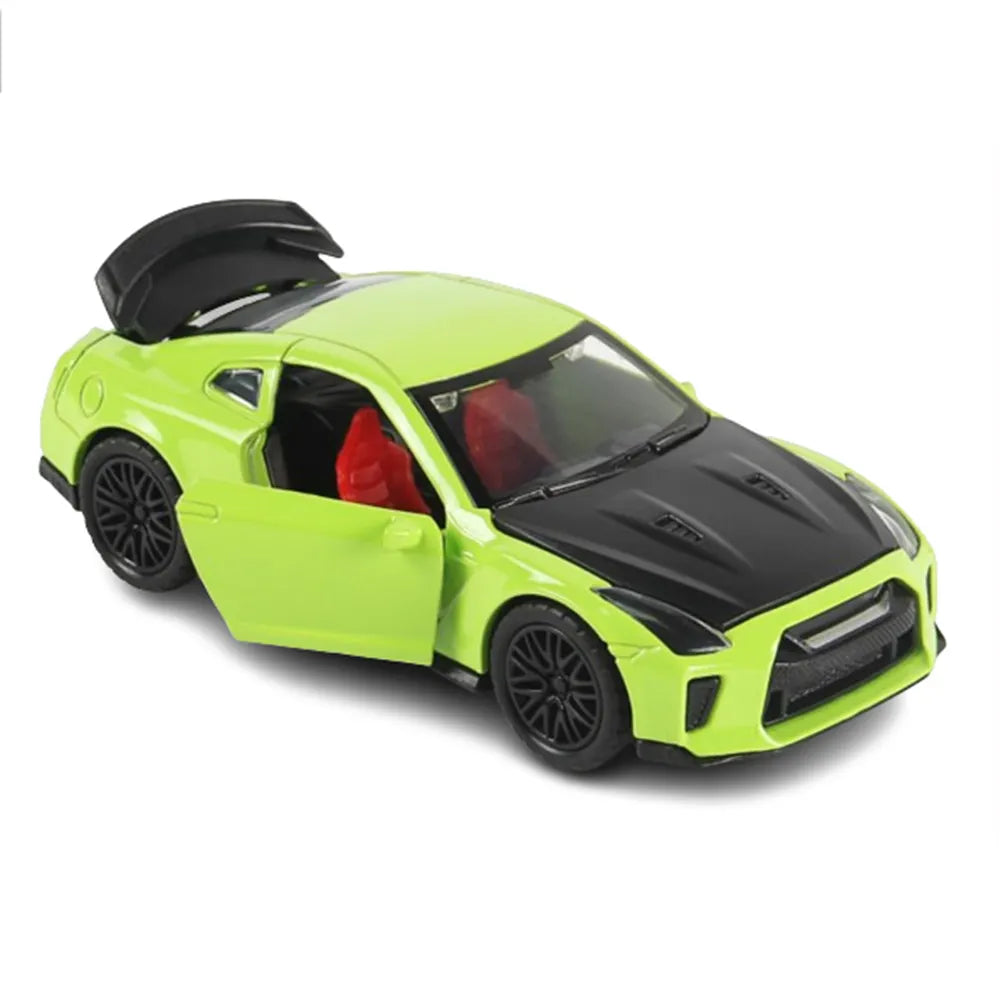Nissan GTR 1:36 Die-Cast Metal Toy Car — Lights, Music & Pull-Back
