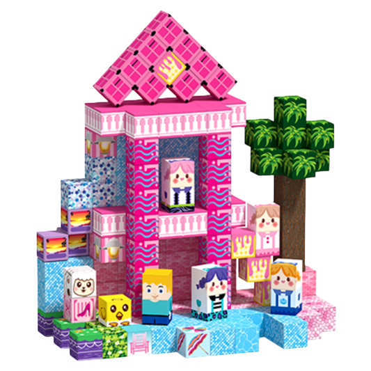 Minecraft 3D Magnetic Building Blocks – Pink Palace Theme | 100 Pieces | 2cm Cubes