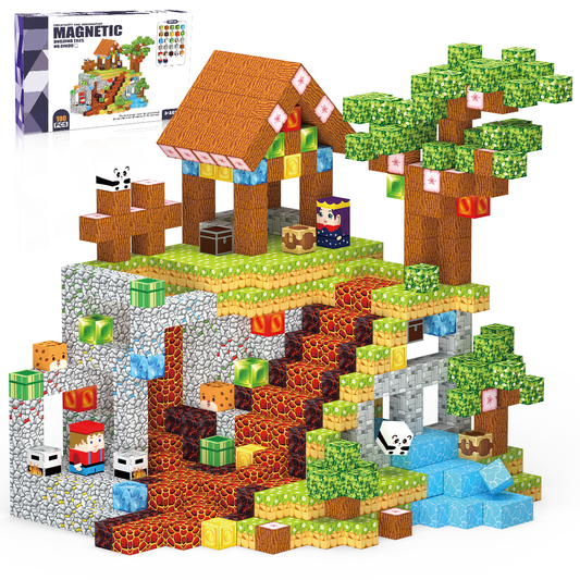 Minecraft 3D Magnetic Building Blocks – Village Theme | 100 Pieces | 2cm Cubes