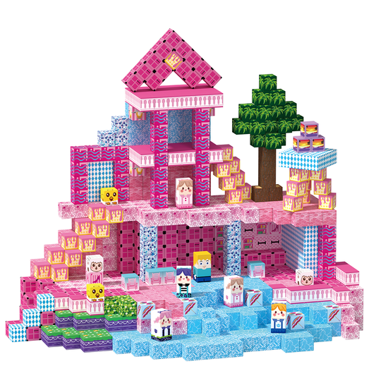 Minecraft 3D Magnetic Building Blocks – Pink Palace Theme | 100 Pieces | 2cm Cubes