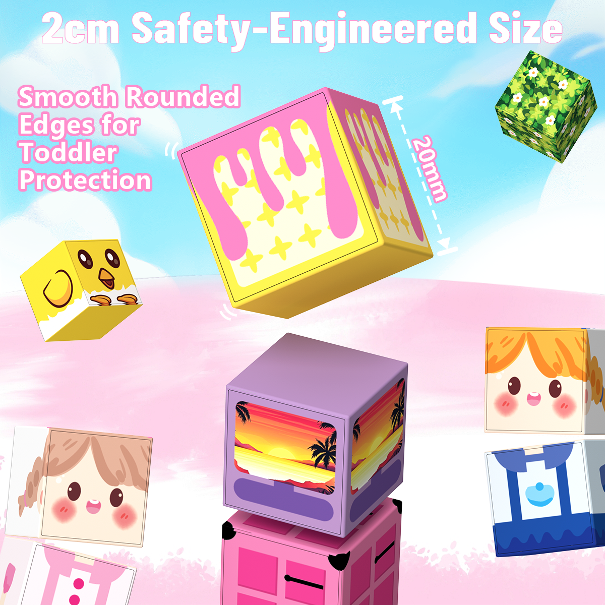 Minecraft 3D Magnetic Building Blocks – Pink Palace Theme | 100 Pieces | 2cm Cubes