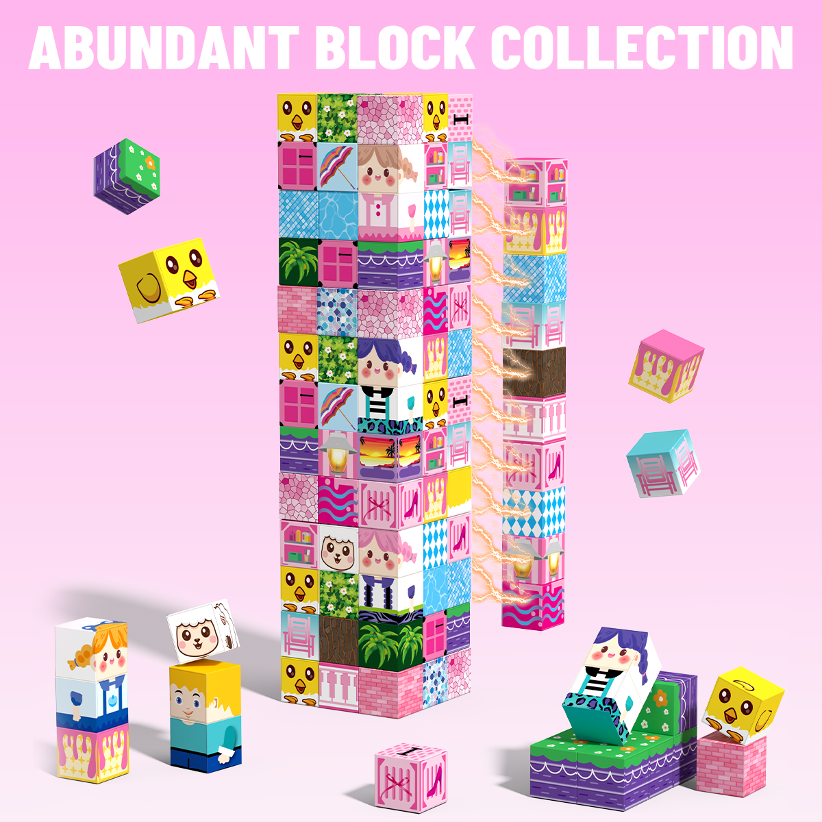Minecraft 3D Magnetic Building Blocks – Pink Palace Theme | 100 Pieces | 2cm Cubes