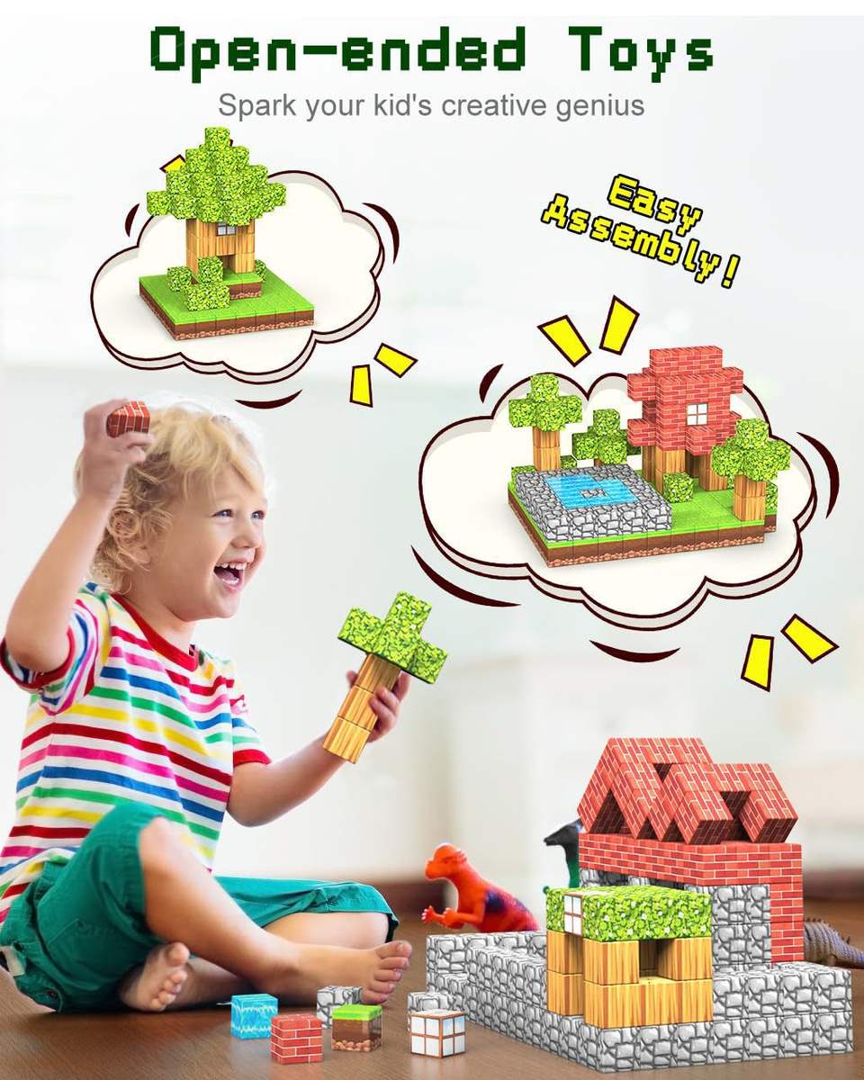 3D Magnetic Building Blocks Set, 63 Pieces of 2.5cm Cubes, Educational STEM Puzzle Toy, Multicolour, Ages 3 Years and Up